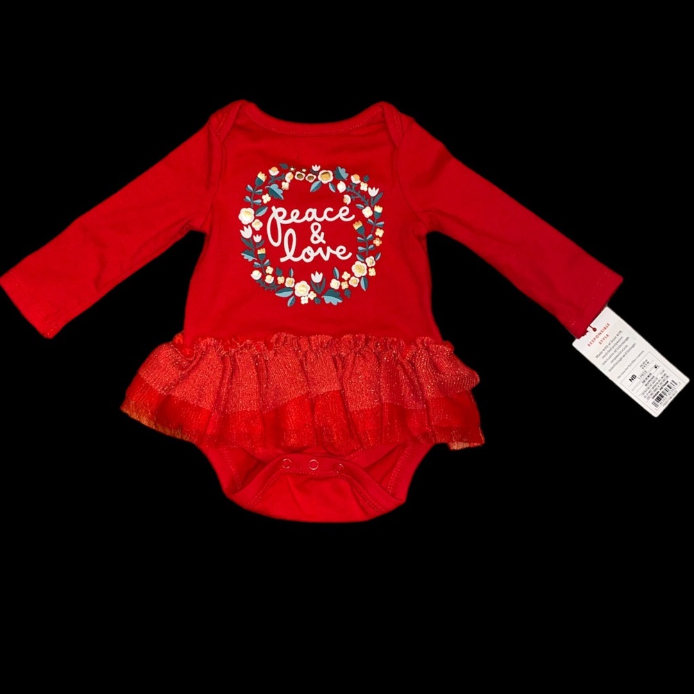 NWT - Baby Cat & Jack Christmas Tutu Onesie Size: NB/RN